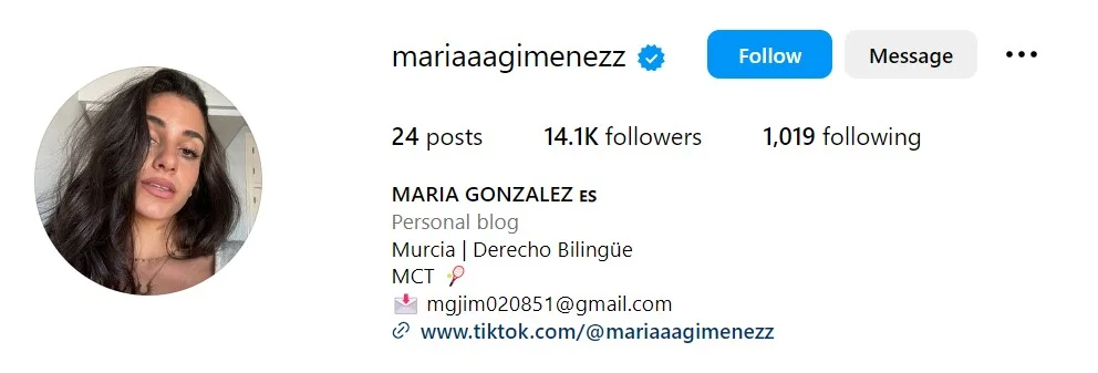 Maria Gonzalez Gimenez's Instagram account
