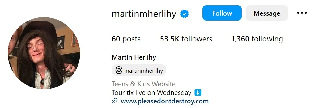 Martin Herlihy's Instagram account