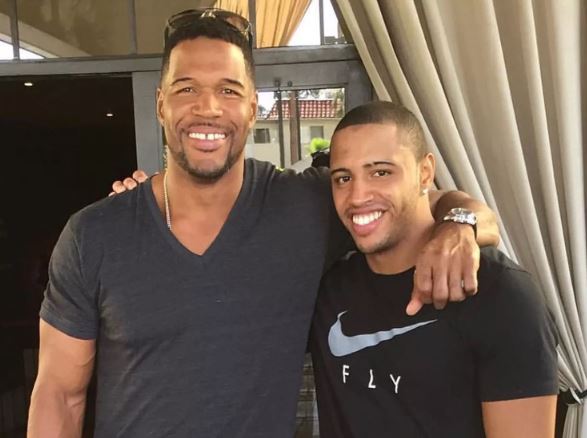 Michael Strahan Jr with his father