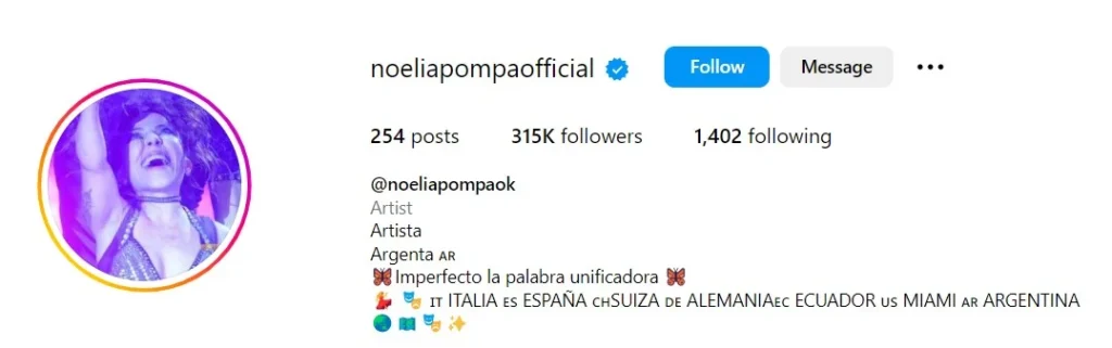 Noelia Pompa's Instagram account