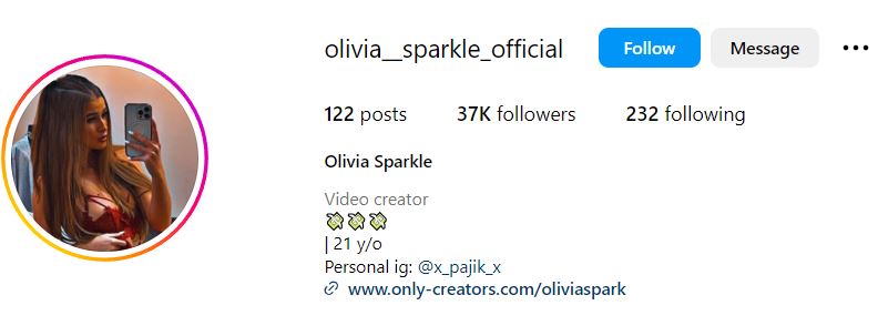 Olivia Sparkle's Instaggram account