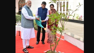 PM Modi and TN Governor Ravi Go Green Plant Rudraksha Saplings on Raj Bhavan Premises