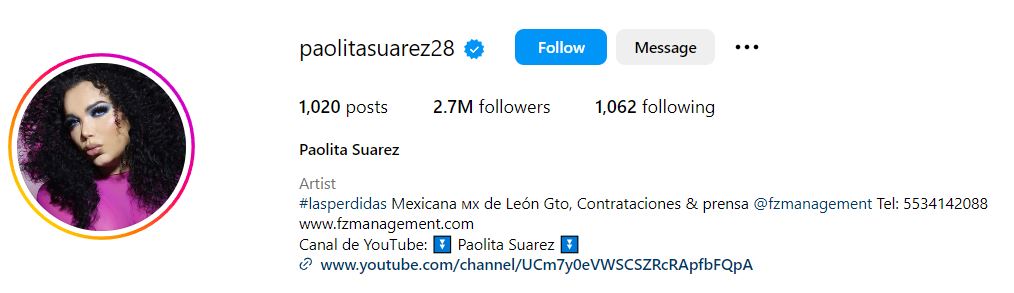 Paolita Suarez's Instagram account