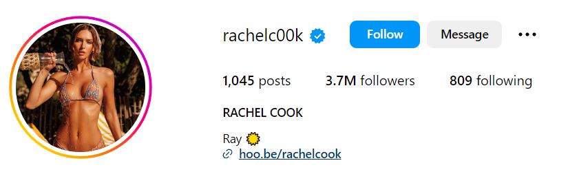Rachel Cook's Instagram account