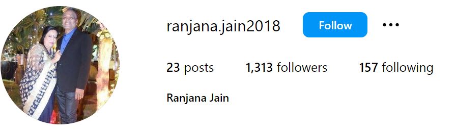 Ranjana Jain's Instagram account