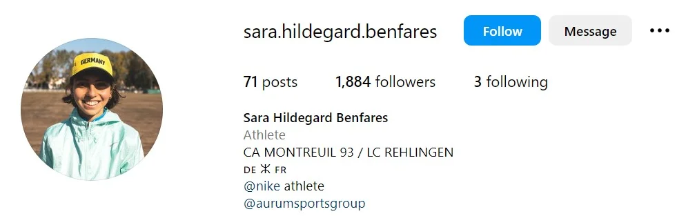 Sara Benfares' Instagram account