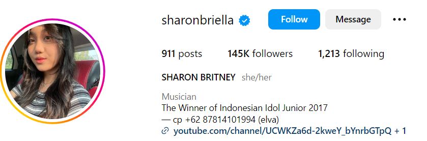 Sharon Britney's Instagram account