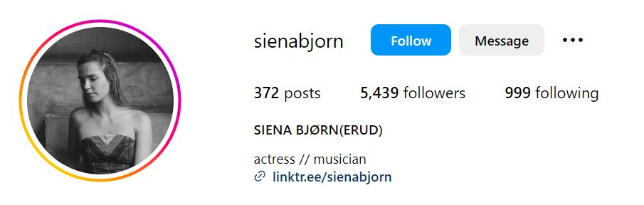 Siena Bjornerud's Instagram account