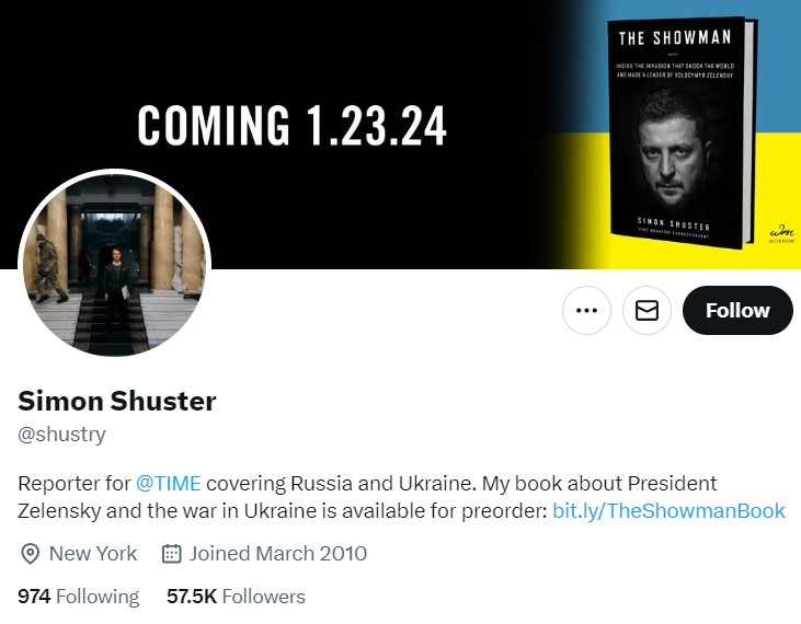 Simon Shuster's Twitter account