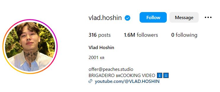 Vlad Hoshin's Instagaram account