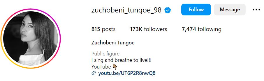 Zuchobeni Tungoe's Instagram account