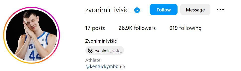 Zvonimir Ivisic's Instagram account
