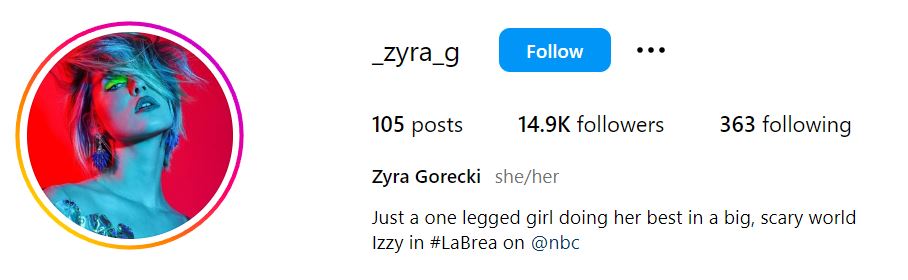 Zyra Gorecki's Instagram account
