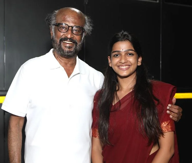 Ananthika Sanilkumar with Rajnikanth.