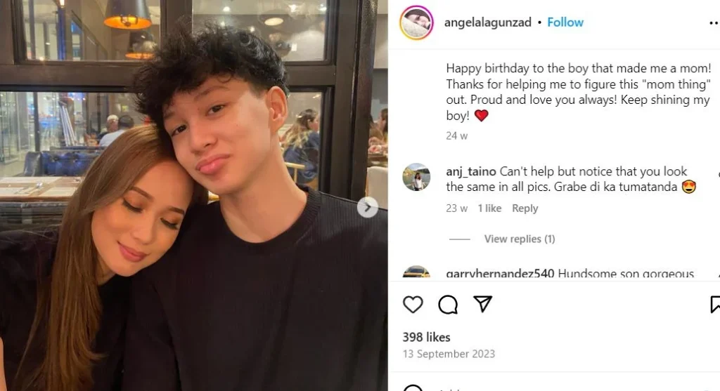 Angela Lagunzadi with her son