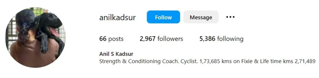 Anil Kadsur's Instagram account