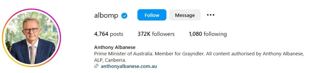 Anthony Albanese' Instagram account