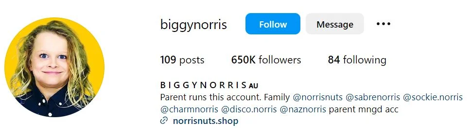 Biggy Norris' Instagram account