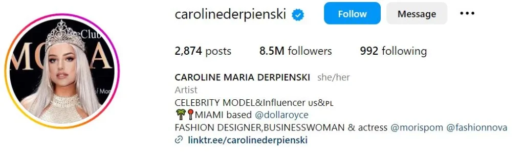 Caroline Derpienski's Instagram account