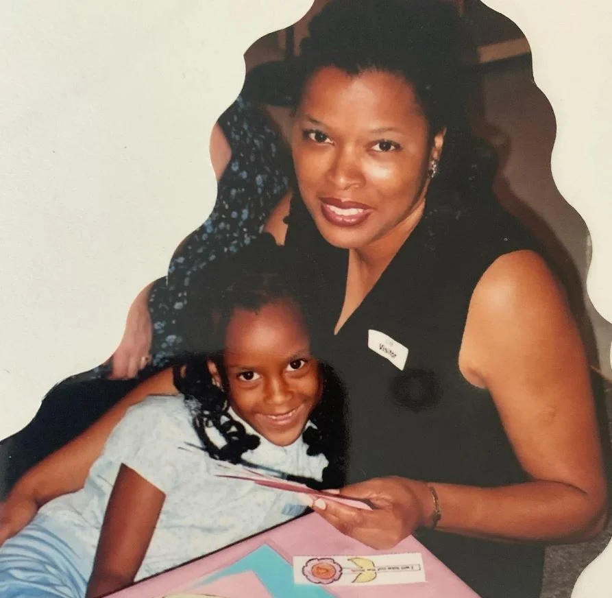 Childhood photo of Ciara Miller with her mother