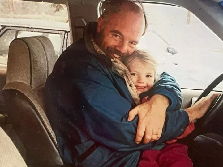 Childhood photo of Eloise Mumford with her dad