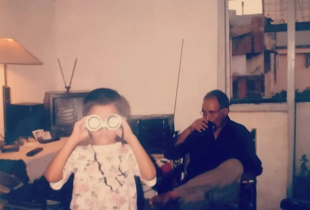 Childhood photo of Kashyap Swaroop with his dad