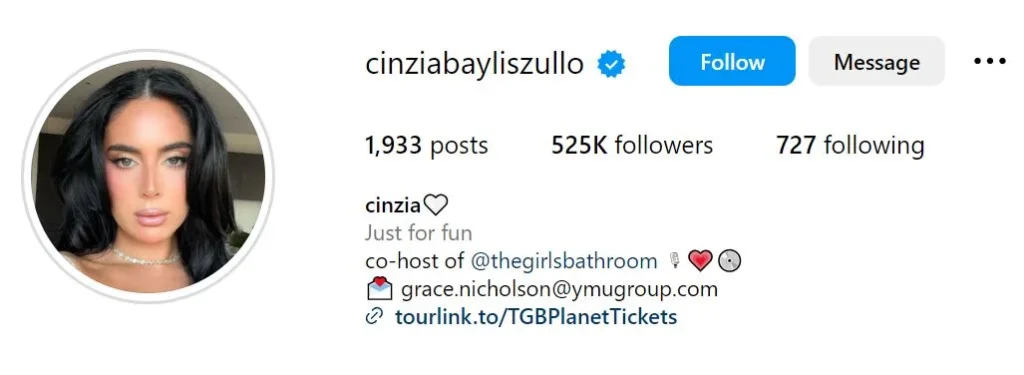 Cinzia Baylis Zullo's Instagram account