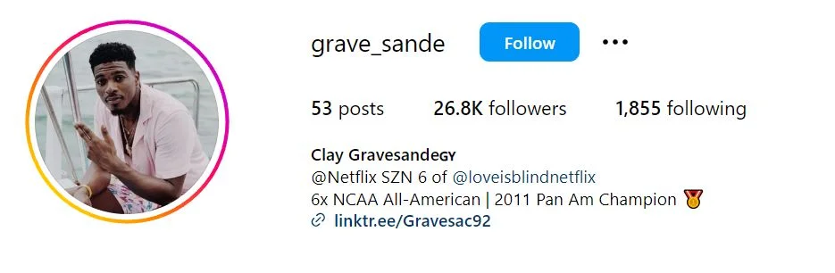 Clay Gravesande's Instagram account