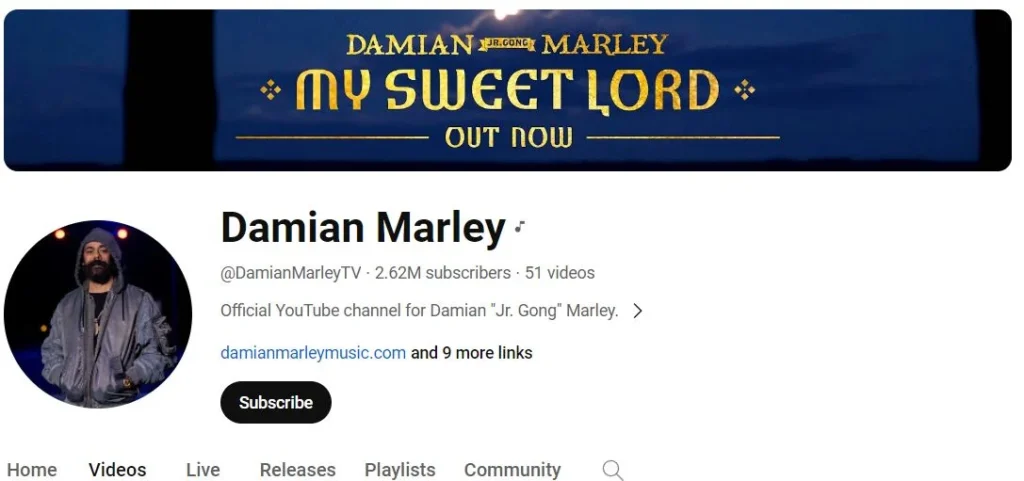 Damian Marley's Youtube