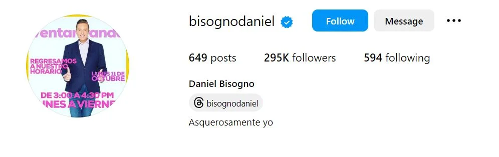 Daniel Bisogno's Instagram account