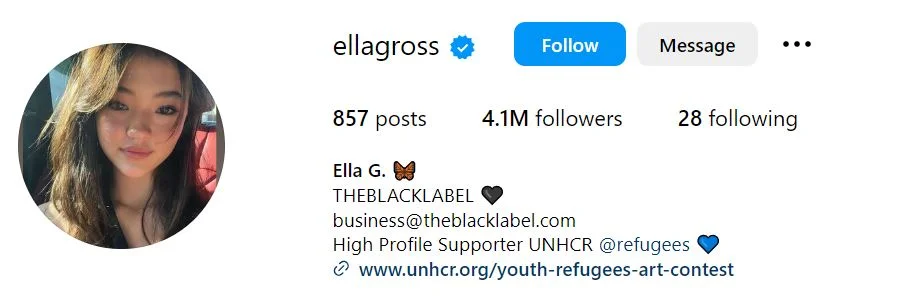 Ella Gross' Instagram account