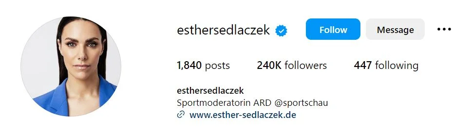 Esther Sedlaczek's Instagram account