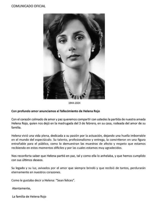 Helena Rojo's death cause