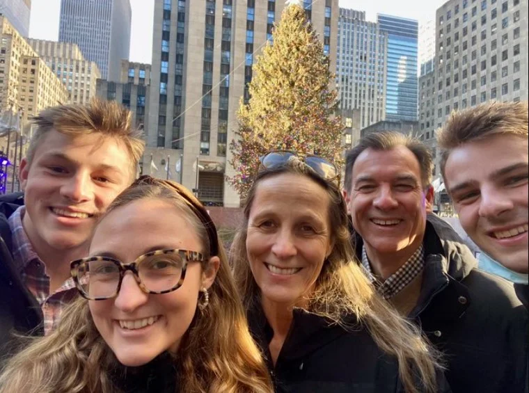 Helene Suozzi with her husband and kids