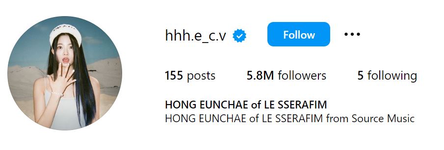 Hong Eunchae's Instagram account