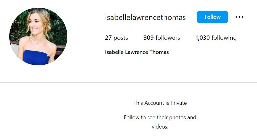 Isabelle Thomas' Instagram account