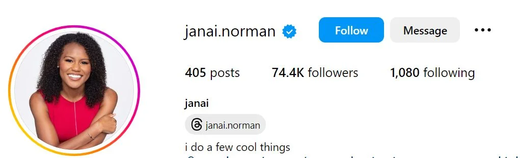 Janai Norman's Instagram account
