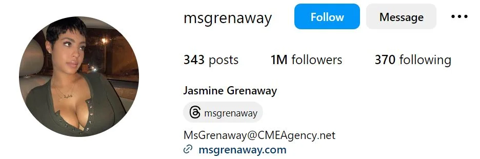 Jasmine Grenaway's Instagram account