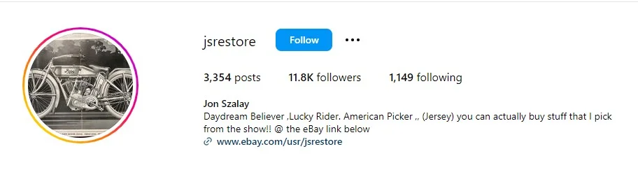 Jersey Jon's Instagram account