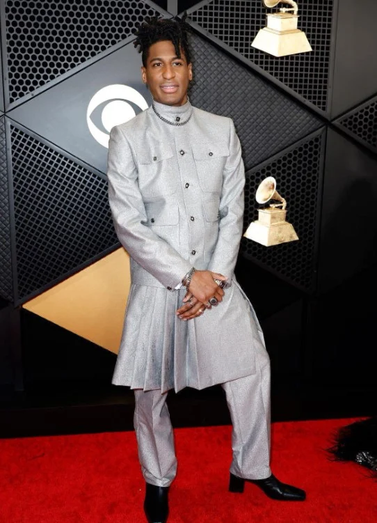 Jon Batiste arrives at the Grammy Awards