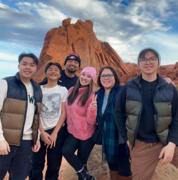 Justin Garcia with his family members