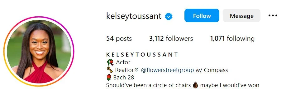 Kelsey Toussant's Instagram account