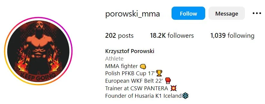 Krzysztof Porowski's Instagram account