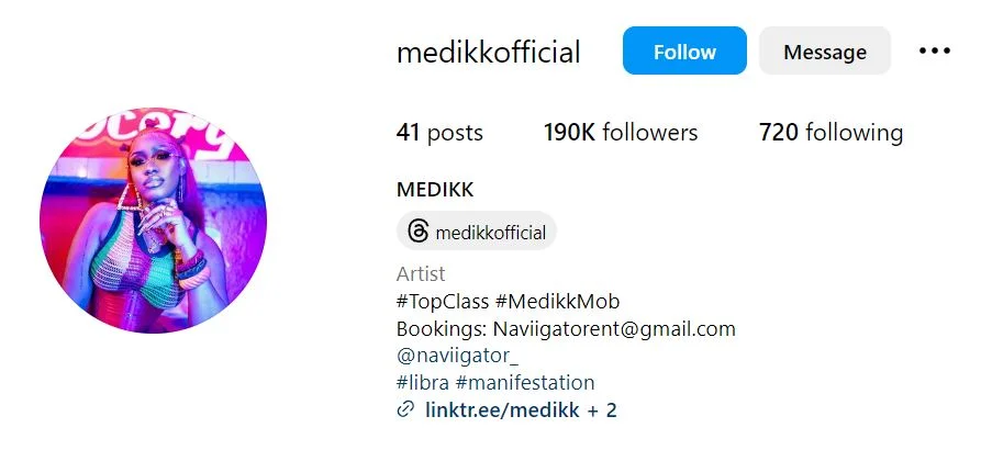 Medikk's Instagram account