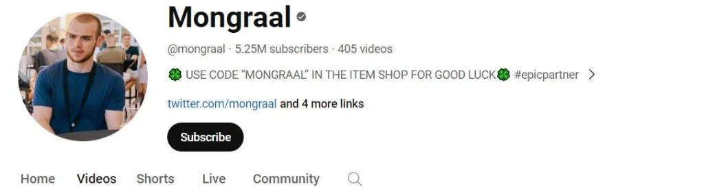 Mongraal's Youtube channel