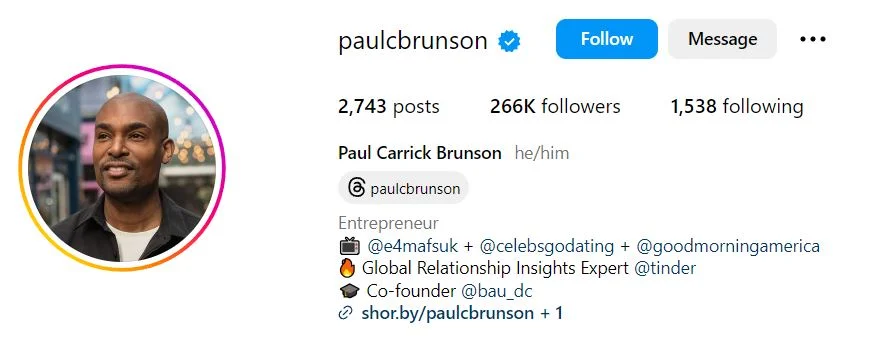 Paul Brunson's Instagram account