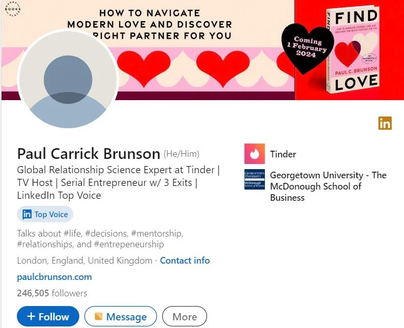 Paul Brunson's LinkedIn account