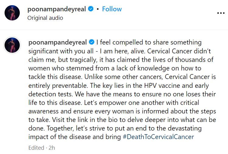 Poonam Pandey is still alive