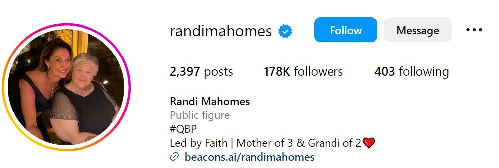 Randi Mahomes' Instagram account