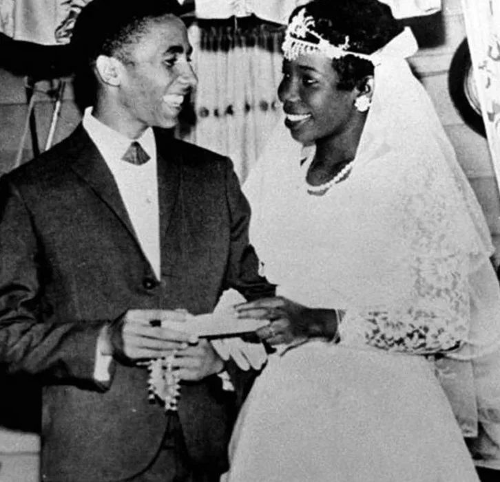 Rita Marley and Bob Marley's wedding image